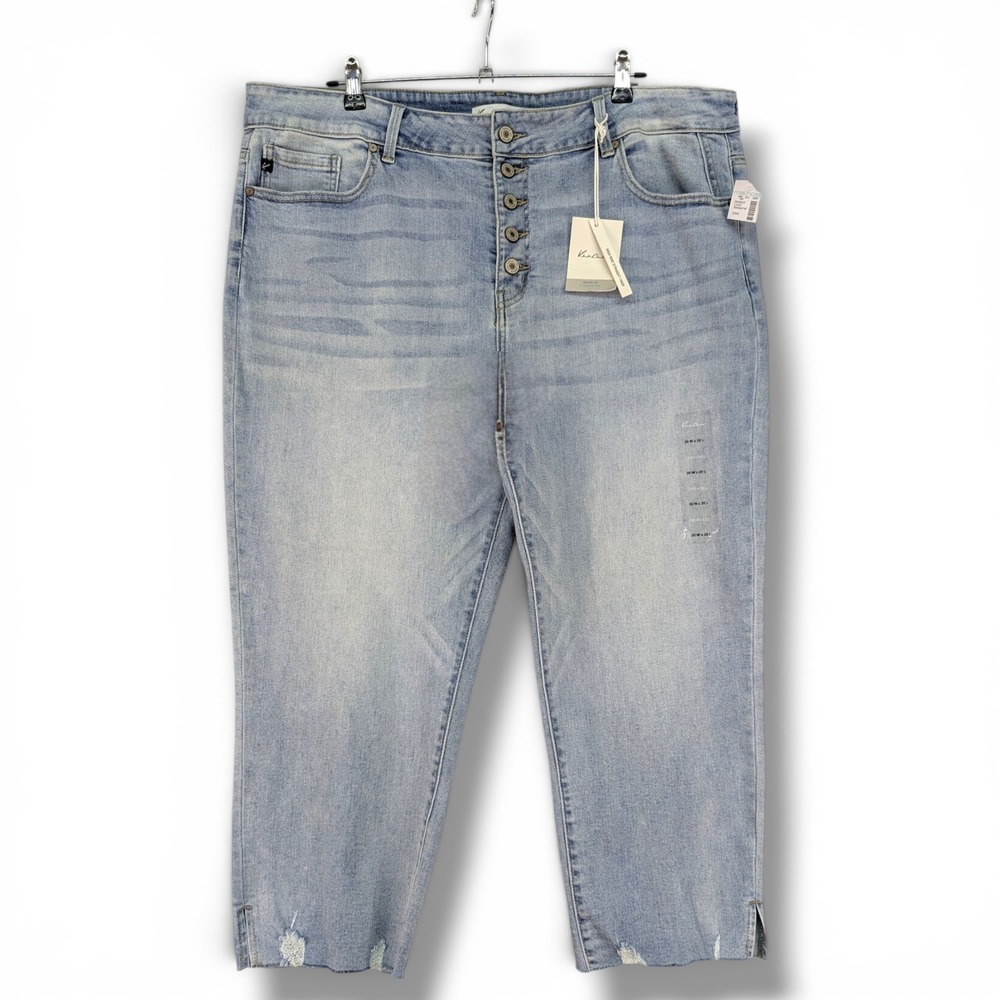 KanCan Maurices High Rise Straight Crop Jeans Light Wash Button Fly 20W x 25L